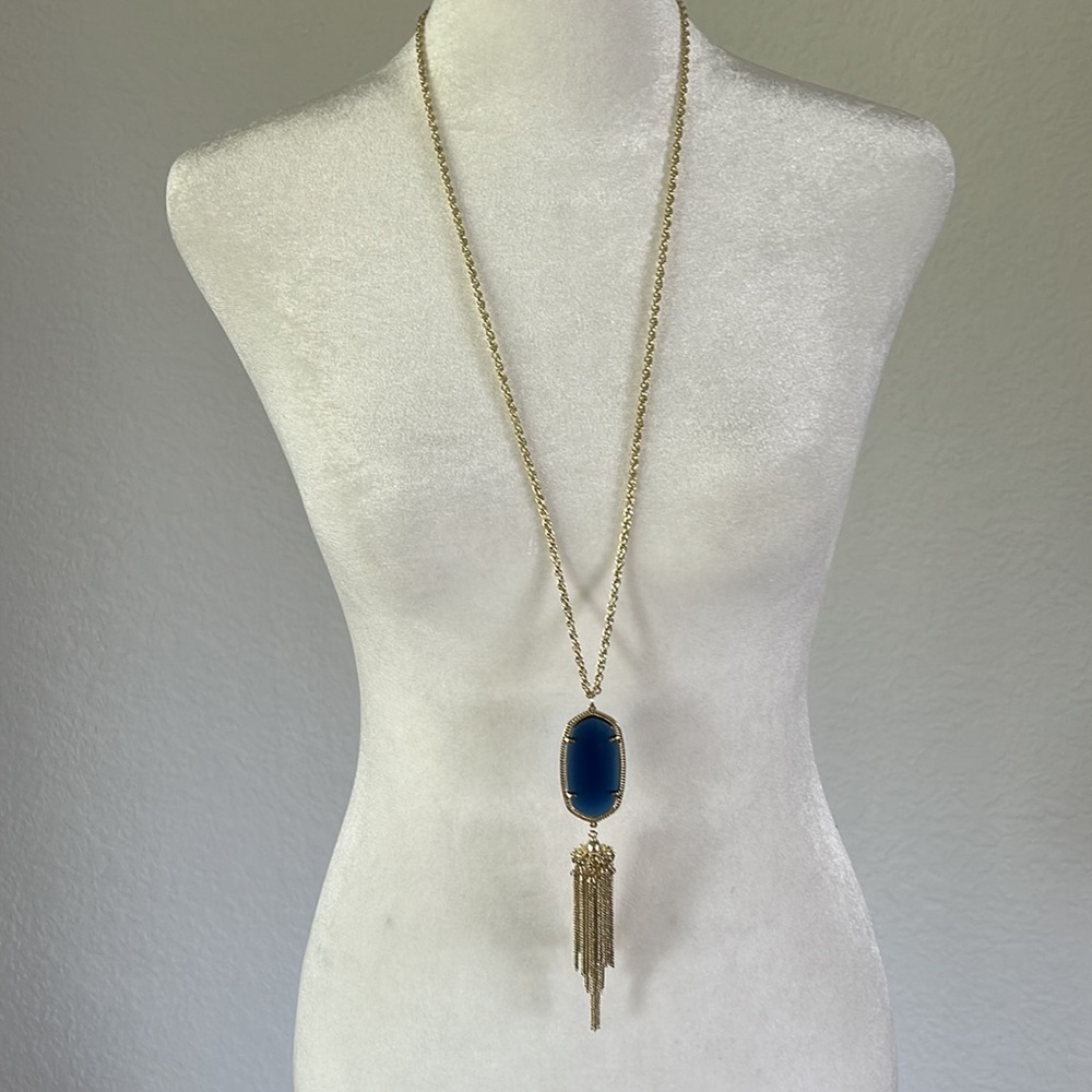 Kendra Scott Rayne Gold Cobalt Cats Eye Necklace